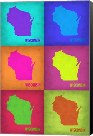 Framed Wisconsin Pop Art Map 2 Print