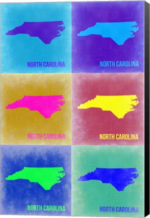 Framed North Carolina Pop Art Map 2 Print