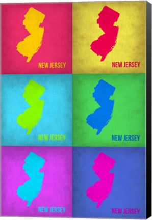 Framed New Jersey Pop Art Map 1 Print