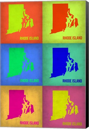 Framed Rhode Island Pop Art Map 1 Print