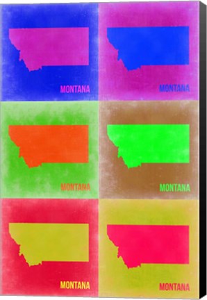 Framed Montana Pop Art Map 2 Print