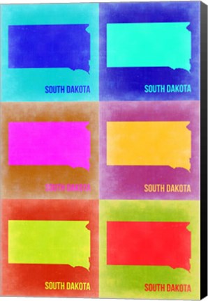 Framed South Dakota Pop Art Map 2 Print