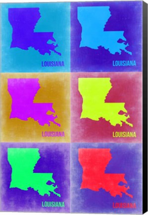 Framed Louisiana Pop Art Map 2 Print