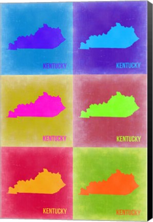 Framed Kentucky Pop Art Map 2 Print