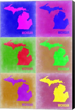 Framed Michigan Pop Art Map 2 Print