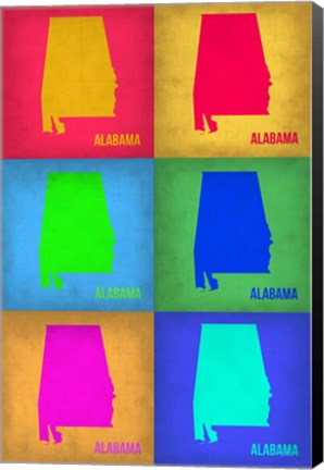 Framed Alabama Pop Art Map 1 Print