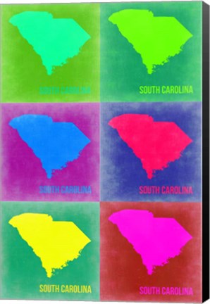 Framed South Carolina Pop Art Map 2 Print