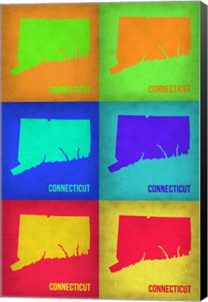 Framed Connecticut Pop Art Map 1 Print