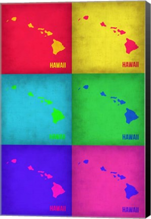 Framed Hawaii Pop Art Map 1 Print