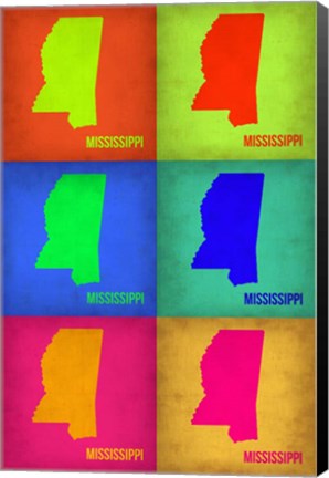 Framed Mississippi Pop Art Map 1 Print