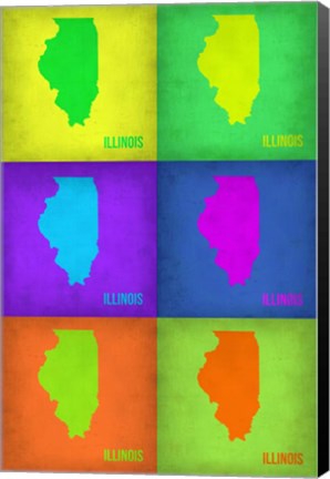 Framed Illinois Pop Art Map 1 Print