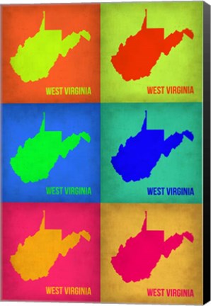 Framed West Virginia Pop Art Map 1 Print