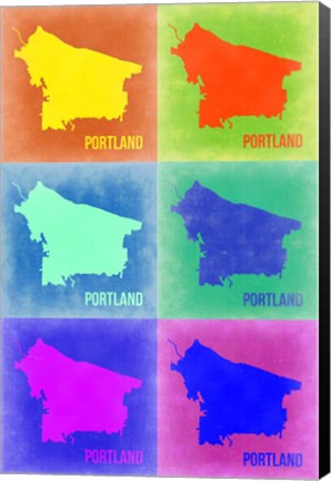 Framed Portland Pop Art Map 3 Print