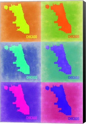 Framed Chicago Pop Art Map 3 Print