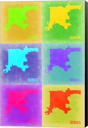 Framed Denver Pop Art Map 3 Print