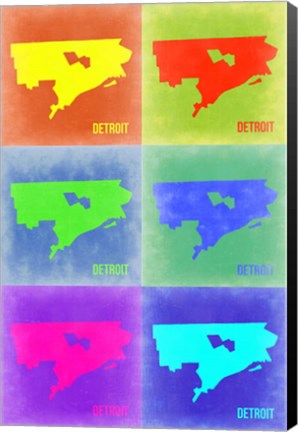 Framed Detroit Pop Art Map 3 Print