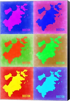 Framed Boston Pop Art Map 3 Print