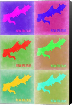 Framed New Orleans Pop Art Map 3 Print