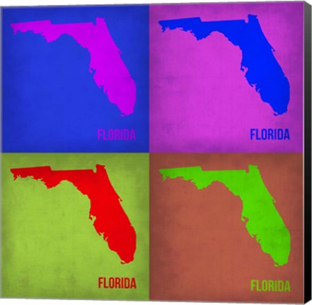 Framed Florida Pop Art Map 1 Print