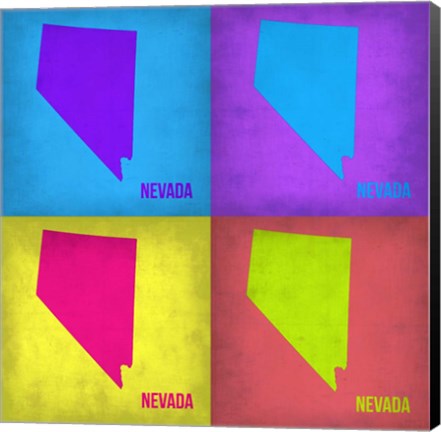 Framed Nevada Pop Art Map 1 Print