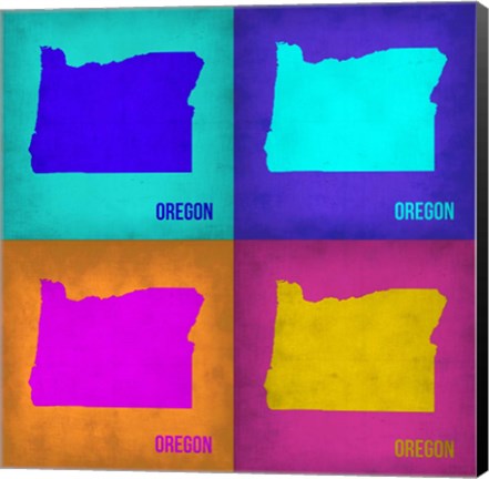 Framed Oregon Pop Art Map1 Print