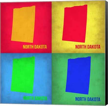 Framed North Dakota Pop Art Map 1 Print