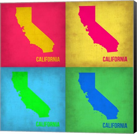 Framed California Pop Art Map 1 Print