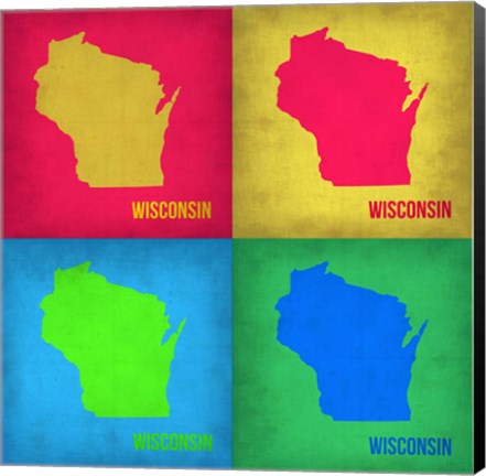 Framed Wisconsin Pop Art Map 1 Print