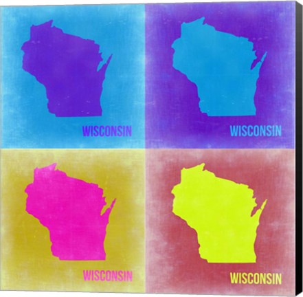 Framed Wisconsin Pop Art Map 3 Print