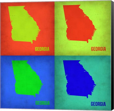 Framed Georgia Pop Art Map 1 Print