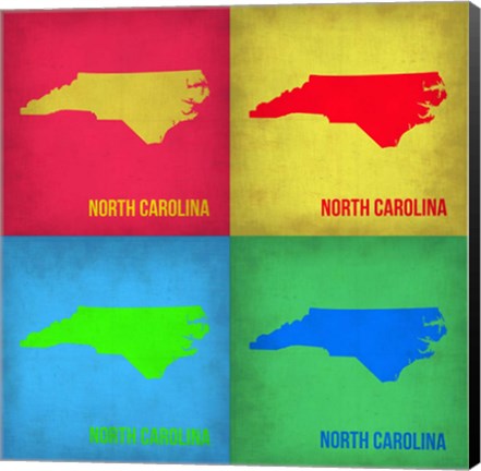 Framed North Carolina Pop Art Map 1 Print