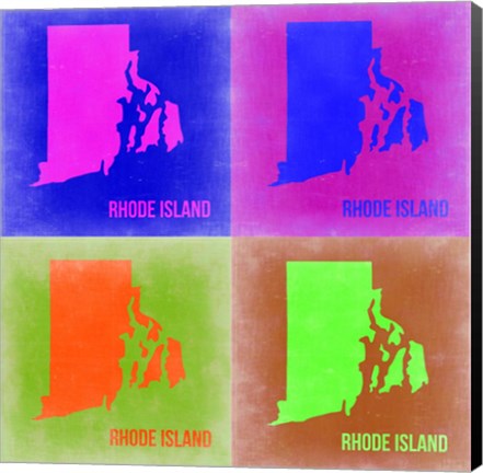 Framed Rhode Island Pop Art Map 2 Print