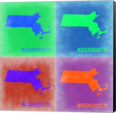 Framed Massachusetts Pop Art Map 2 Print