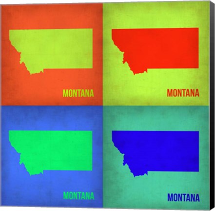 Framed Montana Pop Art Map 1 Print
