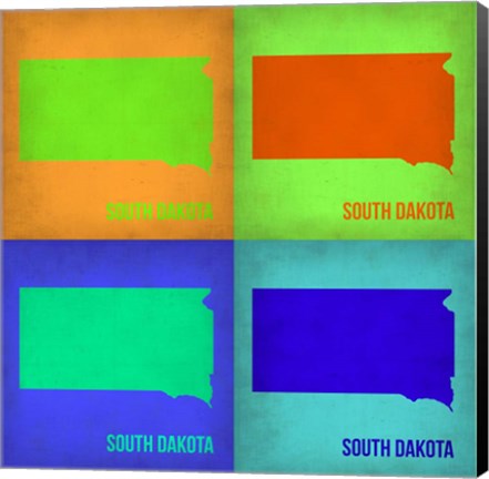 Framed South Dakota Pop Art Map 1 Print