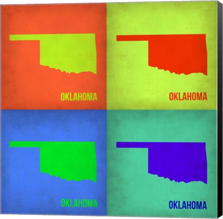 Framed Oklahoma Pop Art Map 1 Print