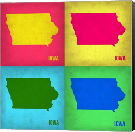 Framed Iowa Pop Art Map 1 Print