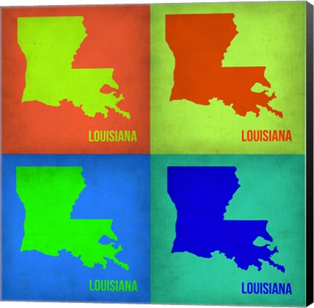 Framed Louisiana Pop Art Map 1 Print