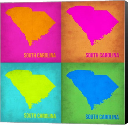 Framed South Carolina Pop Art Map 1 Print