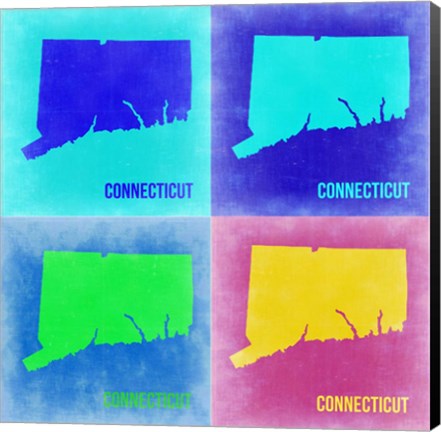 Framed Connecticut Pop Art Map 2 Print