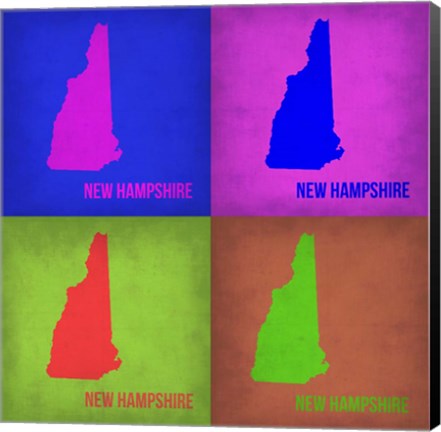 Framed New Hampshire Pop Art Map 1 Print