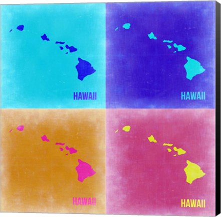 Framed Hawaii Pop Art Map 2 Print