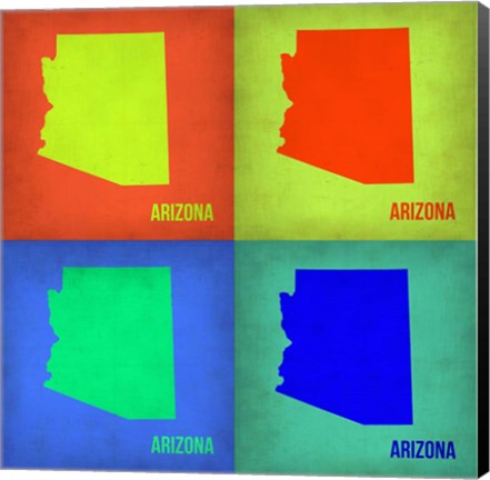 Framed Arizona Pop Art Map 1 Print