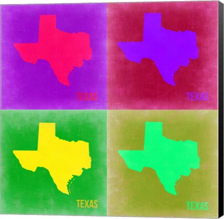 Framed Texas Pop Art Map 2 Print