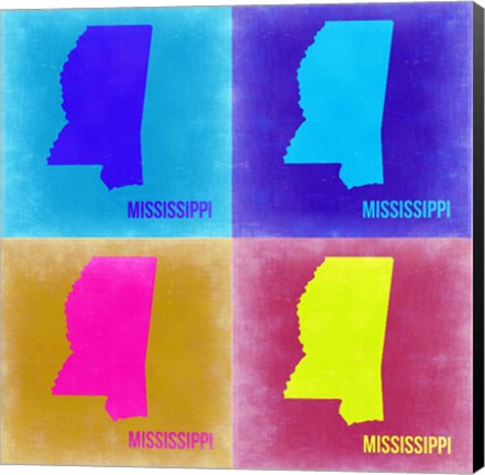 Framed Mississippi Pop Art Map 2 Print