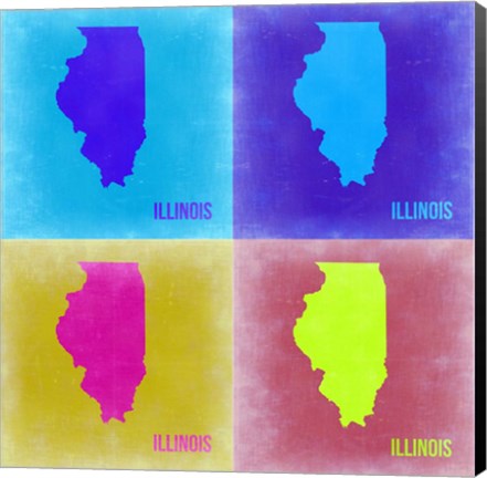 Framed Illinois Pop Art Map 2 Print