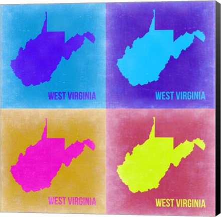 Framed West Virginia Pop Art Map 2 Print