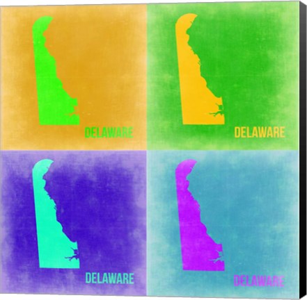 Framed Delaware Pop Art Map 2 Print