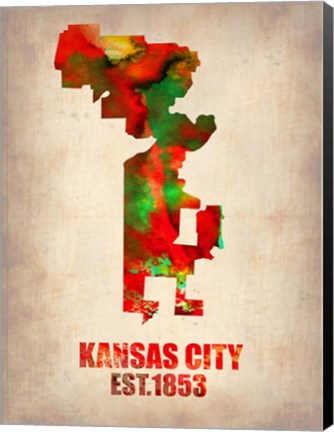 Framed Kansas City Watercolor Map Print