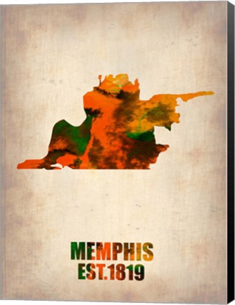 Framed Memphis Watercolor Map Print